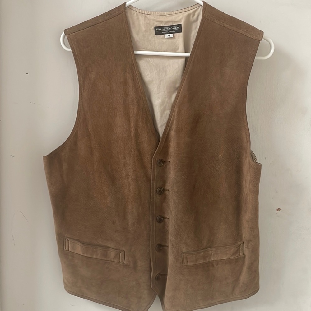 The J. Peterman Company Lexington Kentucky Brown Suede Leather Vest Size M